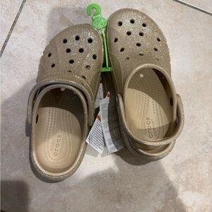 CROCS Kids' Glittery Gold Slippers